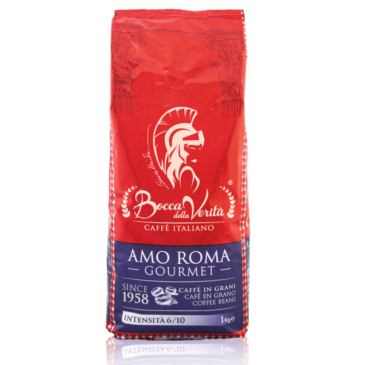 Café Italiano en Grano 1kg AMO ROMA Gourmet 50A/50R Con Válvula de Protección
